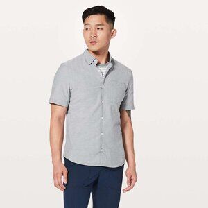 Lululemon Men's All Town Short Sleeve Button down - Mach Blue / White